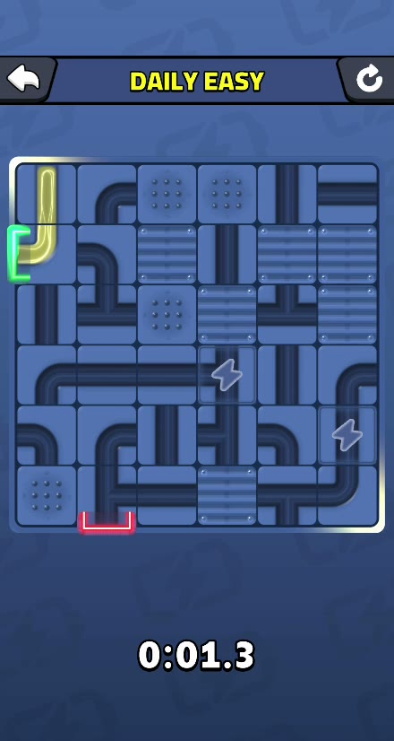 A Daily Hard board five seconds in, tiles waiting to be rotated